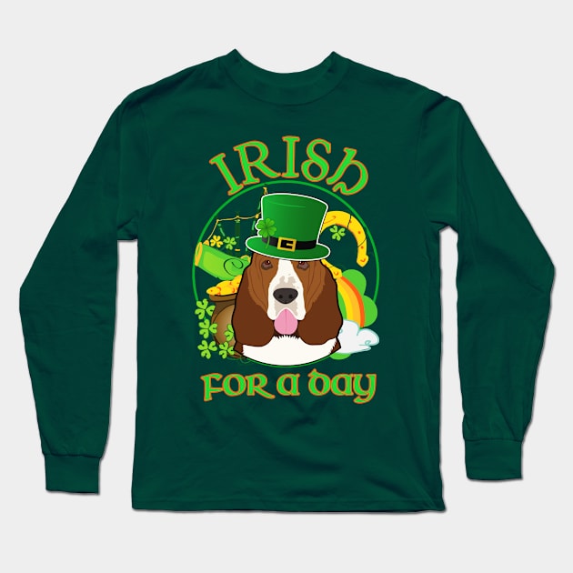 IRISH FOR A DAY BASSET HOUND Long Sleeve T-Shirt by minhhai126